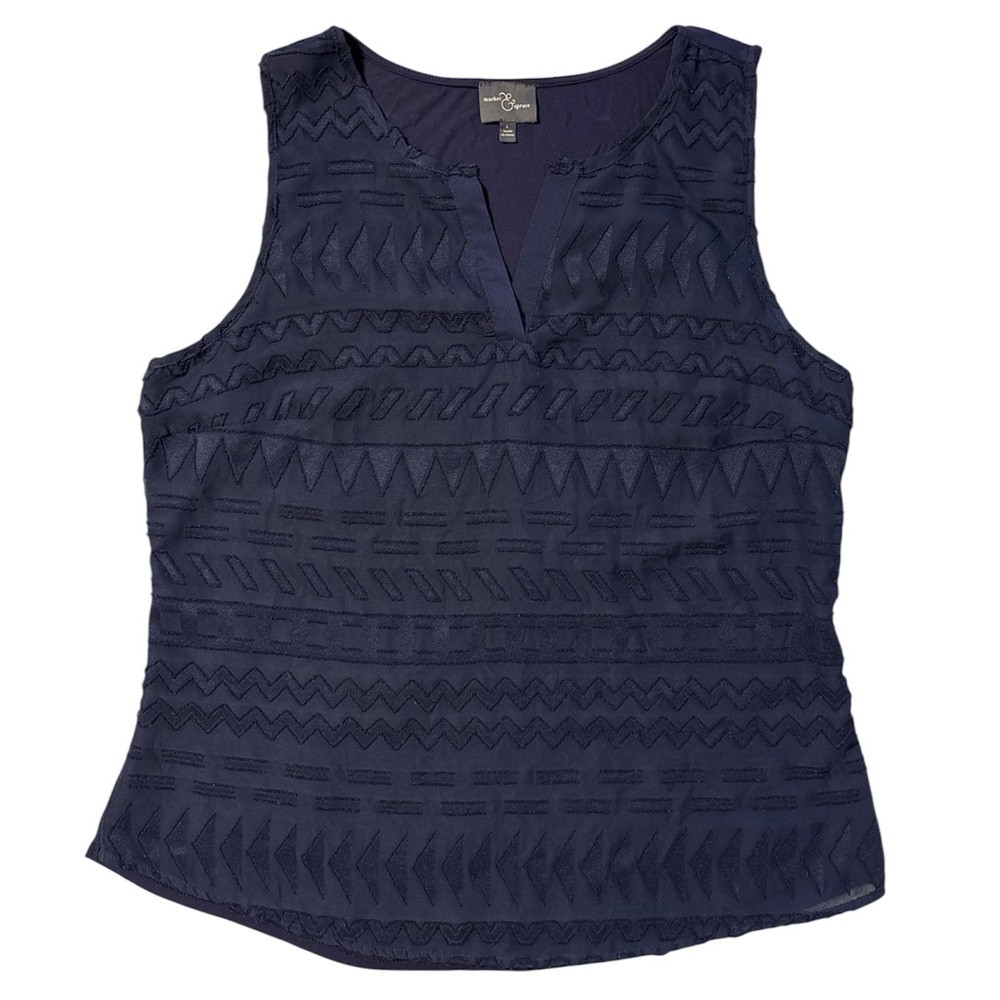 Market & Spruce Navy Textured Sleeveless Blouse